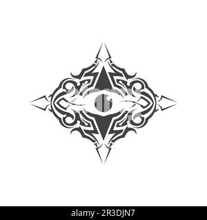 tribal, classic , black, ethnic tattoo icon vector illustration design logo Stock Vector