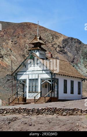 Schoolhouse, Calico, ghost town and former mining town, San Bernardino County, California, USA, North America, California Historical Landmark Stock Photo