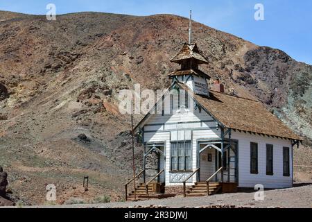 Schoolhouse, Calico, ghost town and former mining town, San Bernardino County, California, USA, North America, California Historical Landmark Stock Photo