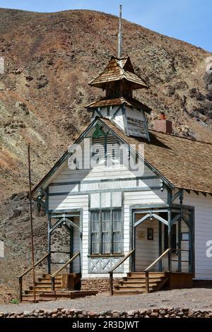 Schoolhouse, Calico, ghost town and former mining town, San Bernardino County, California, USA, North America, California Historical Landmark Stock Photo