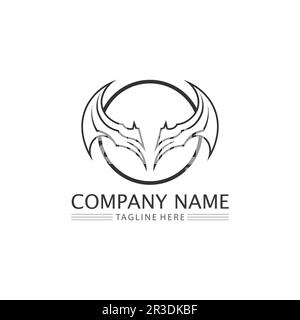 Bat logo animal and vector, wings, black, halloween, vampire, gothic, illustration, design bat icon Stock Vector