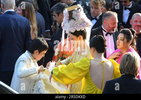 Cannes, France. 22nd May, 2023. Emily Cheong attends the 'Club Zero' red carpet during the 76th annual Cannes film festival at Palais des Festivals on May 22, 2023 in Cannes, France. FRANCE Credit: Sipa USA/Alamy Live News Stock Photo