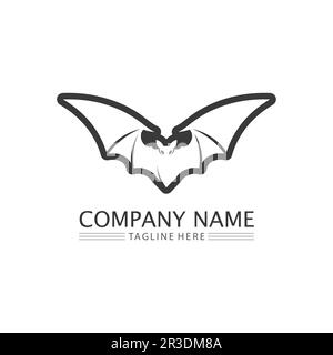 Bat logo animal and vector, wings, black, halloween, vampire, gothic, illustration, design bat icon Stock Vector