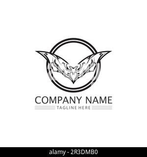 Bat logo animal and vector, wings, black, halloween, vampire, gothic, illustration, design bat icon Stock Vector