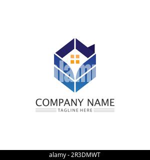 Building home logo, house logo, architecture, icon, residence and city, town, design and window, estate, business logo, vector home Stock Vector