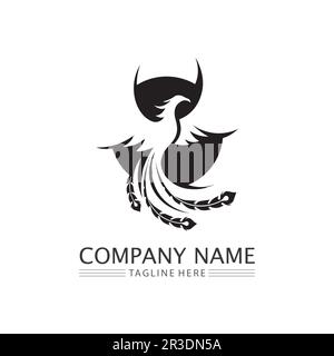 phoenix bird symbol and logo design vector illustration Stock Vector