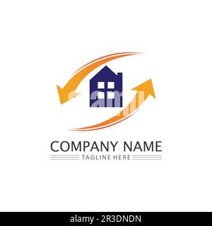 Building home logo, house logo, architecture, icon, residence and city, town, design and window, estate, business logo, vector home Stock Vector