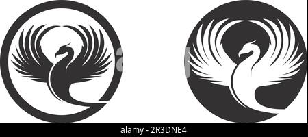 phoenix bird symbol and logo design vector illustration Stock Vector