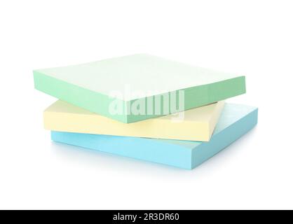 Stack of colorful sticky notes isolated on white background Stock Photo