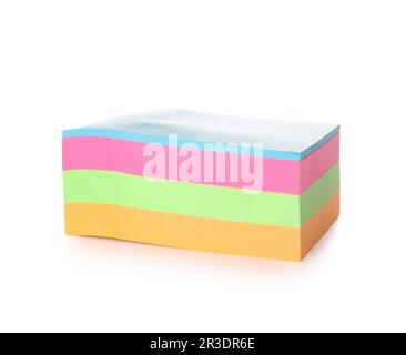 Stack of colorful sticky notes isolated on white background Stock Photo
