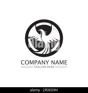 phoenix bird symbol and logo design vector illustration Stock Vector