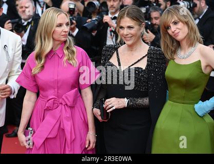 (left to right) Hope Davis, Rita Wilson and Maya Hawke attending the premiere for Astroid City during the 76th Cannes Film Festival in Cannes, France. Picture date: Tuesday May 23, 2023. Photo credit should read: Doug Peters/PA Wire Stock Photo