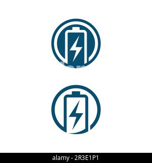 Battery icon and charging, charge indicator Vector logo design level Battery Energy Power running low up status batteries set logo Charge level illust Stock Vector
