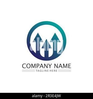 Arrow logo  design vector for music, media, play, digital audio and speed, finance, business template logo Stock Vector