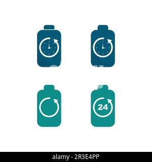 Battery icon and charging, charge indicator Vector logo design level Battery Energy Power running low up status batteries set logo Charge level illust Stock Vector