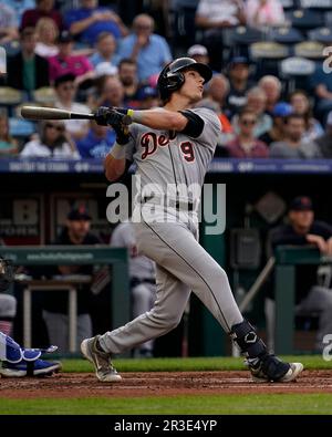 Detroit Tigers' Nick Maton hits a RBI double during the first inning of a  baseball game against the Arizona Diamondbacks, Sunday, June 11, 2023, in  Detroit. (AP Photo/Carlos Osorio Stock Photo - Alamy