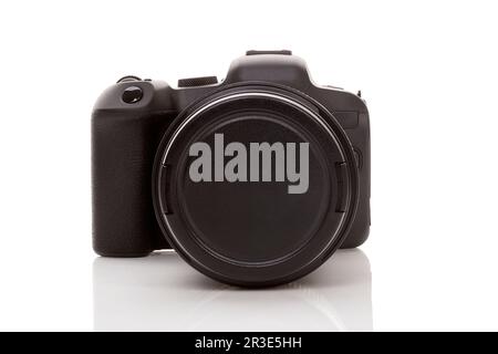 Digital mirrorless full frame camera isolated on white background Stock Photo
