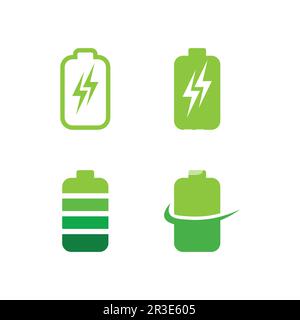 Battery icon and charging, charge indicator Vector logo design level Battery Energy Power running low up status batteries set logo Charge level illust Stock Vector