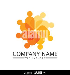 Abstract people logo design.fun people,healthy people,sport,community people symbol vector illustration Stock Vector