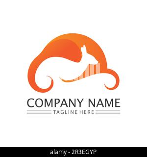 kangaroo animal logo and design vector illustrtion Stock Vector