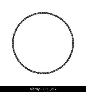 Black round chain circle frame. Flat vector illustration isolated on white. Stock Vector