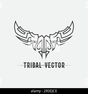 tribal, classic , black, ethnic tattoo icon vector illustration design logo Stock Vector