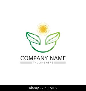 Tree leaf vector and green logo design friendly concept Stock Vector