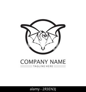 Dragon design logo vector icon illustration design logo template fantasy animals Stock Vector