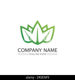 LEAF AND NATURE TREE LOGO FOR BUSINESS VECTOR GREEN PLANT ECOLOGY DESIGN ICON Stock Vector