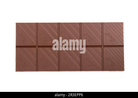 KYIV, UKRAINE - MAY 4, 2022 Lindt Swiss luxury brand chocolate brown tablets with embossed original company logo. Stock Photo