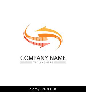 Arrow logo  design vector for music, media, play, digital audio and speed, finance, business template logo Stock Vector