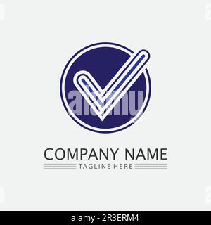 Checklist check mark logo vector or icon. Tick symbol in green color illustration. Accept okey symbol for approvement or cheklist design Stock Vector