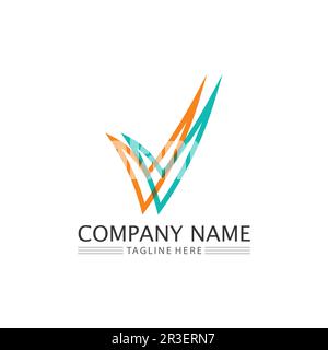 V Letter Logo and checklist Template vector icon illustration Stock Vector