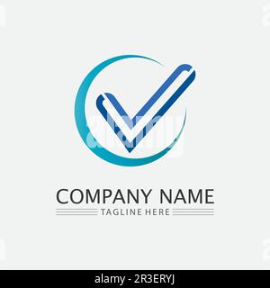 Checklist check mark logo vector or icon. Tick symbol in green color illustration. Accept okey symbol for approvement or cheklist design Stock Vector