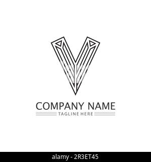 V Letter Lightning Logo Template vector icon illustration design Stock Vector