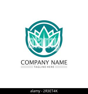 Tree leaf vector and green logo design friendly concept Stock Vector