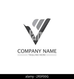 V Letter Logo and checklist Template vector icon illustration Stock Vector