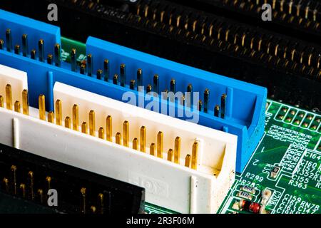 Close up of connector pins on PC circuit board Stock Photo