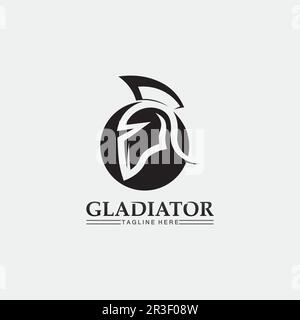Spartan helmet, gladiator logo template vector icon design, head icon of warriors, soldier Stock Vector