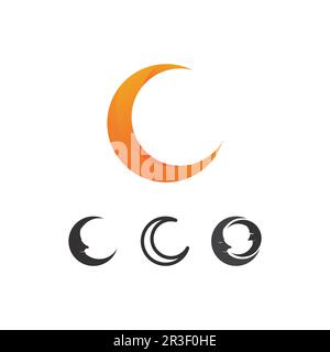 Moon and star icon vector for your web design logo Sky illustration logo planet Stock Vector