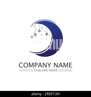 Moon and star icon vector for your web design logo Sky illustration logo planet Stock Vector
