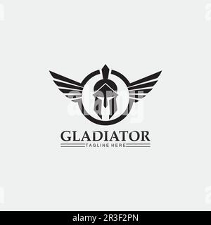 Spartan helmet, gladiator logo template vector icon design, head icon of warriors, soldier Stock Vector