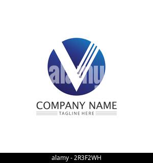 V Letter and checklist  Logo Template vector icon illustration Stock Vector