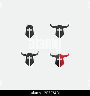 Spartan helmet, gladiator logo template vector icon design, head icon of warriors, soldier Stock Vector