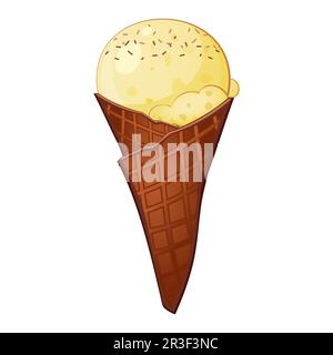 Realistic beautiful ice cream cone on a white background Stock Photo