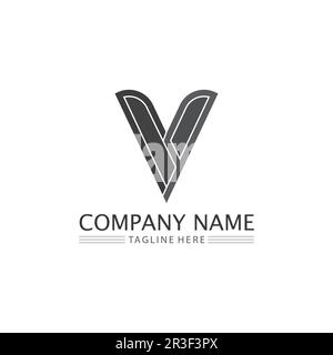 V Letter Lightning Logo Template vector icon illustration design Stock Vector