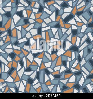 Old vector abstract ceramic mosaic seamless pattern. Stone marble texture floor background. Terrazzo interior print. Stock Vector