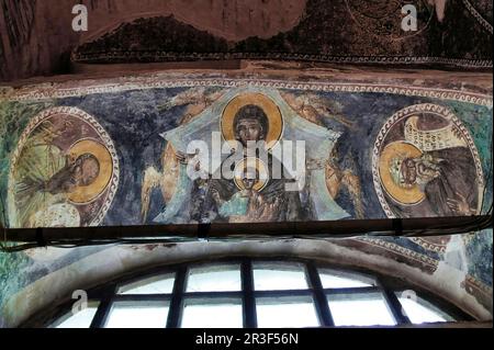 The Church of the Most Holy Savior in Chora is a medieval Greek Orthodox building in Istanbul famous for its late Byzantine mosaics and frescoes. Stock Photo