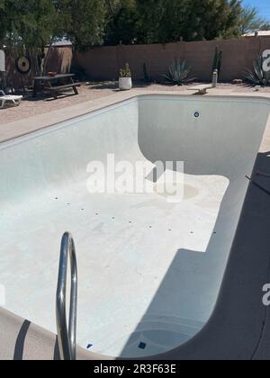 Swimming pool refilled with fresh water but without chemicals Stock ...