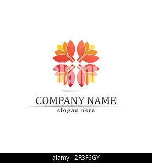 Beauty Vector lotus flowers design logo Template icon Stock Vector